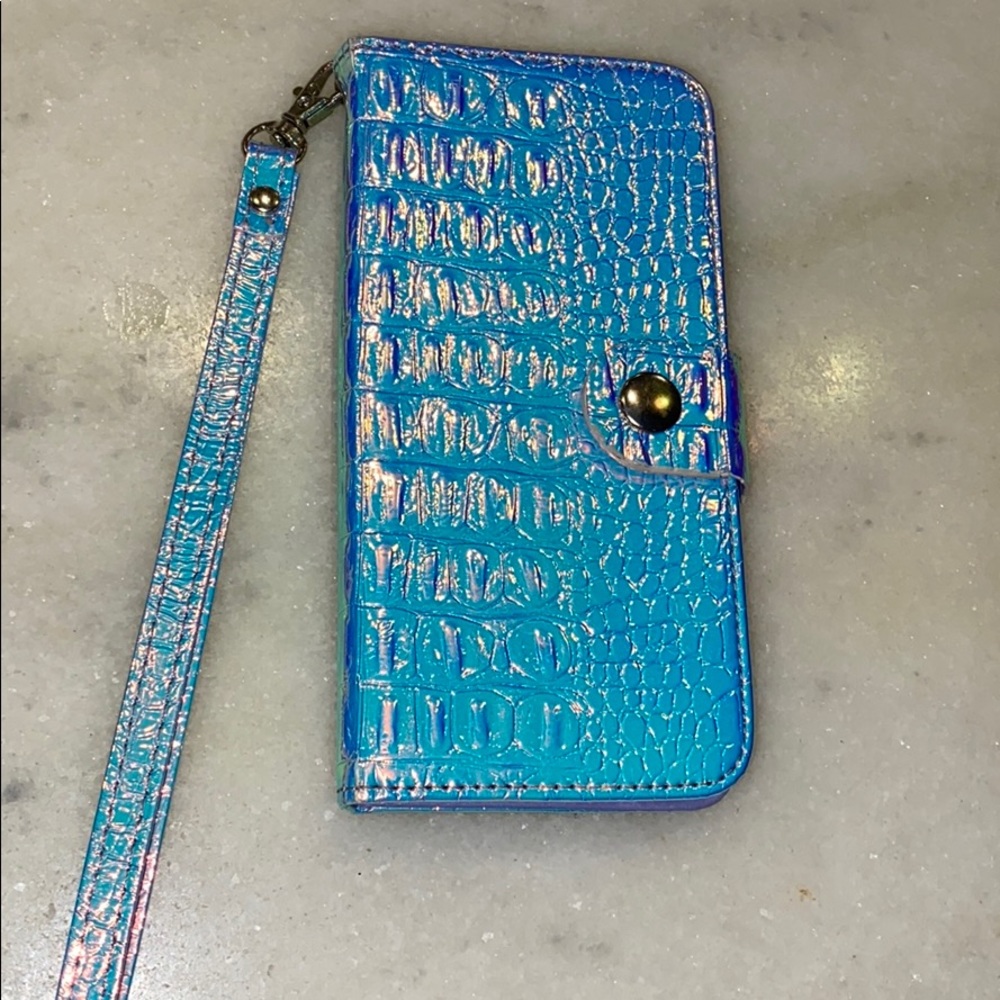 iPhone X iridescent alligator skin wallet case